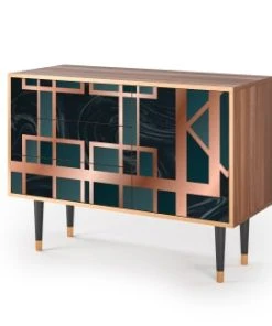 Storyz Buffet Bleu-vert 3 Tiroirs Et 1 Porte L 115 Cm -Boutique Belamp buffet bleu vert 3 tiroirs et 1 porte l 115 cm 2