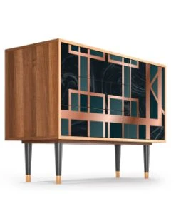 Storyz Buffet Bleu-vert 3 Tiroirs Et 1 Porte L 115 Cm -Boutique Belamp buffet bleu vert 3 tiroirs et 1 porte l 115 cm 3