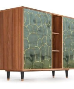 Storyz Buffet Bleu-vert 3 Tiroirs Et 1 Porte L 125 Cm -Boutique Belamp buffet bleu vert 3 tiroirs et 1 porte l 125 cm 3