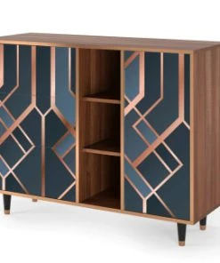 Storyz Buffet Bleu-vert 3 Tiroirs Et 1 Porte L 125 Cm -Boutique Belamp buffet bleu vert 3 tiroirs et 1 porte l 125 cm 7