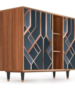 Storyz Buffet Bleu-vert 3 Tiroirs Et 1 Porte L 125 Cm -Boutique Belamp buffet bleu vert 3 tiroirs et 1 porte l 125 cm 8