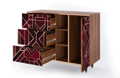 Storyz Buffet Bordeaux 3 Tiroirs Et 1 Porte L 125 Cm 6 Storyz Buffet Bordeaux 3 Tiroirs Et 1 Porte L 125 Cm – Image 6