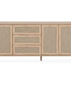 HOMIFAB Buffet Cannage Et Effet Bois Noir 175 Cm -Boutique Belamp buffet cannage et effet bois naturel 175 cm padang