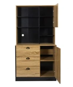 TOILINUX Buffet De Cuisine Hauteur 169cm En Noir Effet Bois 6 TOILINUX Buffet De Cuisine Hauteur 169cm En Noir Effet Bois -Boutique Belamp buffet de cuisine hauteur 169cm en noir effet bois 2