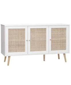 Alice's Garden Buffet De Rangement En Cannage, Blanc - 120x39x70cm