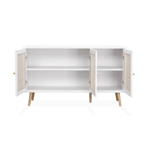 Alice's Garden Buffet De Rangement En Cannage, Blanc - 120x39x70cm 4 Alice's Garden Buffet De Rangement En Cannage, Blanc - 120x39x70cm – Image 4