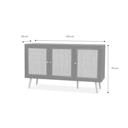 Alice's Garden Buffet De Rangement En Cannage, Blanc - 120x39x70cm 5 Alice's Garden Buffet De Rangement En Cannage, Blanc - 120x39x70cm – Image 5