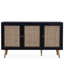 Alice's Garden Buffet De Rangement En Cannage, Noir - 120x39x70cm -Boutique Belamp buffet de rangement en cannage noir 120x39x70cm 2