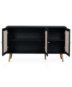 Alice's Garden Buffet De Rangement En Cannage, Noir - 120x39x70cm -Boutique Belamp buffet de rangement en cannage noir 120x39x70cm 3