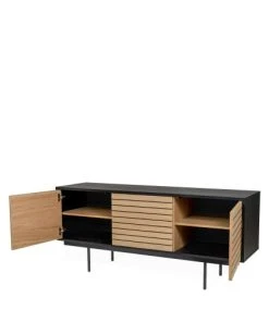 Woodman Buffet Design En Bois Et Métal Noir -Boutique Belamp buffet design en bois et metal noir 3