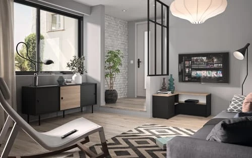 Symbiosis Buffet Effet Bois Noir Et Chêne Naturel 2 Symbiosis Buffet Effet Bois Noir Et Chêne Naturel – Image 2