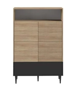 TEMAHOME Buffet Effet Bois Noir Et Chêne Naturel
