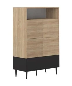 TEMAHOME Buffet Effet Bois Noir Et Chêne Naturel -Boutique Belamp buffet effet bois noir et chene naturel 5