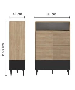 TEMAHOME Buffet Effet Bois Noir Et Chêne Naturel -Boutique Belamp buffet effet bois noir et chene naturel 7
