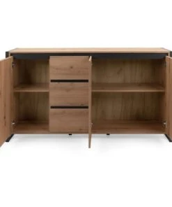 HOMIFAB Buffet Effet Chêne Et Métal Noir 160 Cm 9 HOMIFAB Buffet Effet Chêne Et Métal Noir 160 Cm -Boutique Belamp buffet effet chene et metal noir 160 cm 3