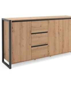 HOMIFAB Buffet Effet Chêne Et Métal Noir 160 Cm 10 HOMIFAB Buffet Effet Chêne Et Métal Noir 160 Cm -Boutique Belamp buffet effet chene et metal noir 160 cm 4