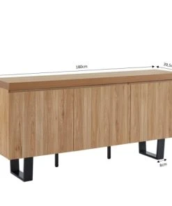 Baita Buffet Effet Chêne Et Métal Noir 180cm Bois Foncé -Boutique Belamp buffet effet chene et metal noir 180cm bois fonce 2