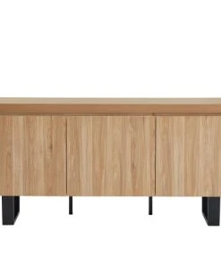 Baita Buffet Effet Chêne Et Métal Noir 180cm Bois Foncé