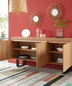 Baita Buffet Effet Chêne Et Métal Noir 180cm Bois Foncé -Boutique Belamp buffet effet chene et metal noir 180cm bois fonce 4