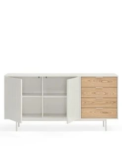 TEULAT Buffet En Bois 2 Portes 4 Tiroirs L159,2cm Blanc -Boutique Belamp buffet en bois 2 portes 4 tiroirs l159 2cm blanc 2
