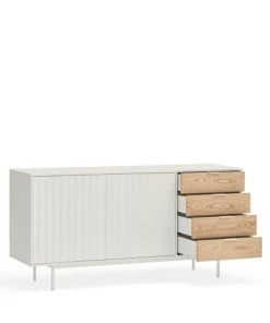 TEULAT Buffet En Bois 2 Portes 4 Tiroirs L159,2cm Blanc -Boutique Belamp buffet en bois 2 portes 4 tiroirs l159 2cm blanc 4