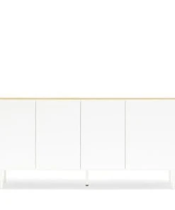 TEULAT Buffet En Bois 4 Portes 3 Tiroirs L165cm Blanc