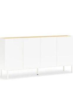 TEULAT Buffet En Bois 4 Portes 3 Tiroirs L165cm Blanc -Boutique Belamp buffet en bois 4 portes 3 tiroirs l165cm blanc 3