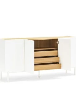 TEULAT Buffet En Bois 4 Portes 3 Tiroirs L165cm Blanc -Boutique Belamp buffet en bois 4 portes 3 tiroirs l165cm blanc 4