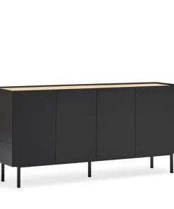 TEULAT Buffet En Bois 4 Portes 3 Tiroirs L165cm Noir -Boutique Belamp buffet en bois 4 portes 3 tiroirs l165cm noir 3