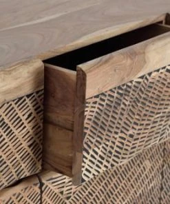 GINER Y COLOMER Buffet En Bois D'acacia Et Lattes En Métal De Couleur Naturelle -Boutique Belamp buffet en bois d acacia et lattes en metal de couleur naturelle 2