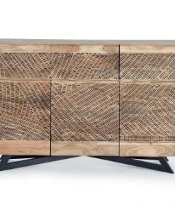 GINER Y COLOMER Buffet En Bois D'acacia Et Lattes En Métal De Couleur Naturelle