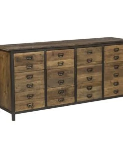 Rendez Vous Déco Buffet En Bois De Cèdre Recyclé Et Métal, 12 Tiroirs -Boutique Belamp buffet en bois de cedre recycle et metal 12 tiroirs 2