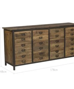 Rendez Vous Déco Buffet En Bois De Cèdre Recyclé Et Métal, 12 Tiroirs -Boutique Belamp buffet en bois de cedre recycle et metal 12 tiroirs 5