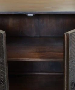 GINER Y COLOMER Buffet En Bois De Manguier Et Pieds En Métal Noyer Foncé -Boutique Belamp buffet en bois de manguier et pieds en metal noyer fonce 2