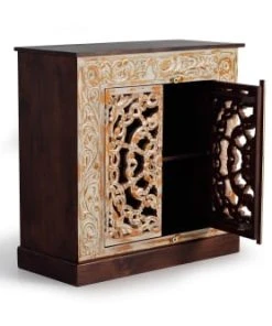 GINER Y COLOMER Buffet En Bois De Manguier Sculptée à La Main -Boutique Belamp buffet en bois de manguier sculptee a la main 2