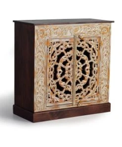 GINER Y COLOMER Buffet En Bois De Manguier Sculptée à La Main