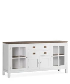MOYCOR Buffet En Bois De Mindi Blanc Et Plateau Marron L180