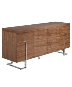 Angel Cerda Buffet En Bois De Noyer Et Acier Chromé