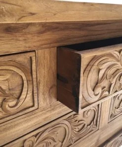 MOYCOR Buffet En Bois De Teck Marron L200 -Boutique Belamp buffet en bois de teck marron l200 2