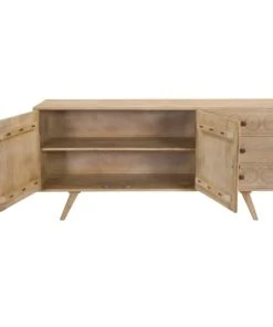 Rendez Vous Déco Buffet En Bois Gravé 2 Portes 3 Tiroirs -Boutique Belamp buffet en bois grave 2 portes 3 tiroirs 2