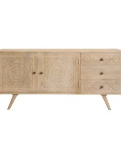 Rendez Vous Déco Buffet En Bois Gravé 2 Portes 3 Tiroirs