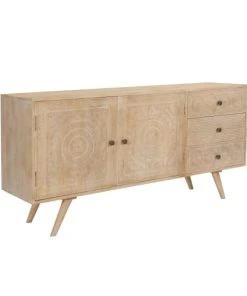 Rendez Vous Déco Buffet En Bois Gravé 2 Portes 3 Tiroirs -Boutique Belamp buffet en bois grave 2 portes 3 tiroirs 4