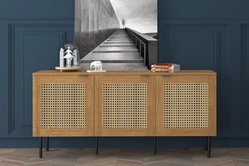 CONCEPT USINE Buffet En Chêne Et Canage Avec 3 Placards 2 CONCEPT USINE Buffet En Chêne Et Canage Avec 3 Placards – Image 2