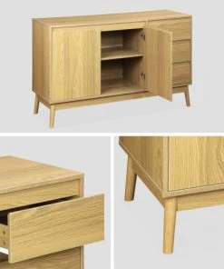 Alice's Garden Buffet En Décor Bois 2 Portes Et 3 Tiroirs -Boutique Belamp buffet en decor bois 2 portes et 3 tiroirs 5