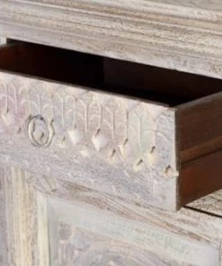 GINER Y COLOMER Buffet En Manguier Blanc Vieilli Et Tons Pastels -Boutique Belamp buffet en manguier blanc vieilli et tons pastels 2