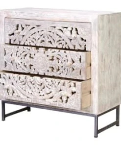 GINER Y COLOMER Buffet En Manguier Et Piètement En Métal Blanc Et Gris Vieilli -Boutique Belamp buffet en manguier et pietement en metal blanc et gris vieilli 2