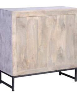 GINER Y COLOMER Buffet En Manguier Et Piètement En Métal Blanc Et Gris Vieilli -Boutique Belamp buffet en manguier et pietement en metal blanc et gris vieilli 4