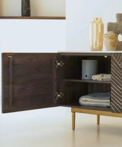 Tikamoon Buffet En Manguier Massif Et Terrazzo 180 Cm -Boutique Belamp buffet en manguier massif et terrazzo 180 cm 2