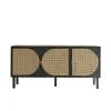 BOIS DESSUS BOIS DESSOUS Buffet En Manguier Massif Noir Et Cannage 160 Cm