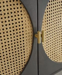 BOIS DESSUS BOIS DESSOUS Buffet En Manguier Massif Noir Et Cannage 160 Cm -Boutique Belamp buffet en manguier massif noir et cannage 160 cm 3